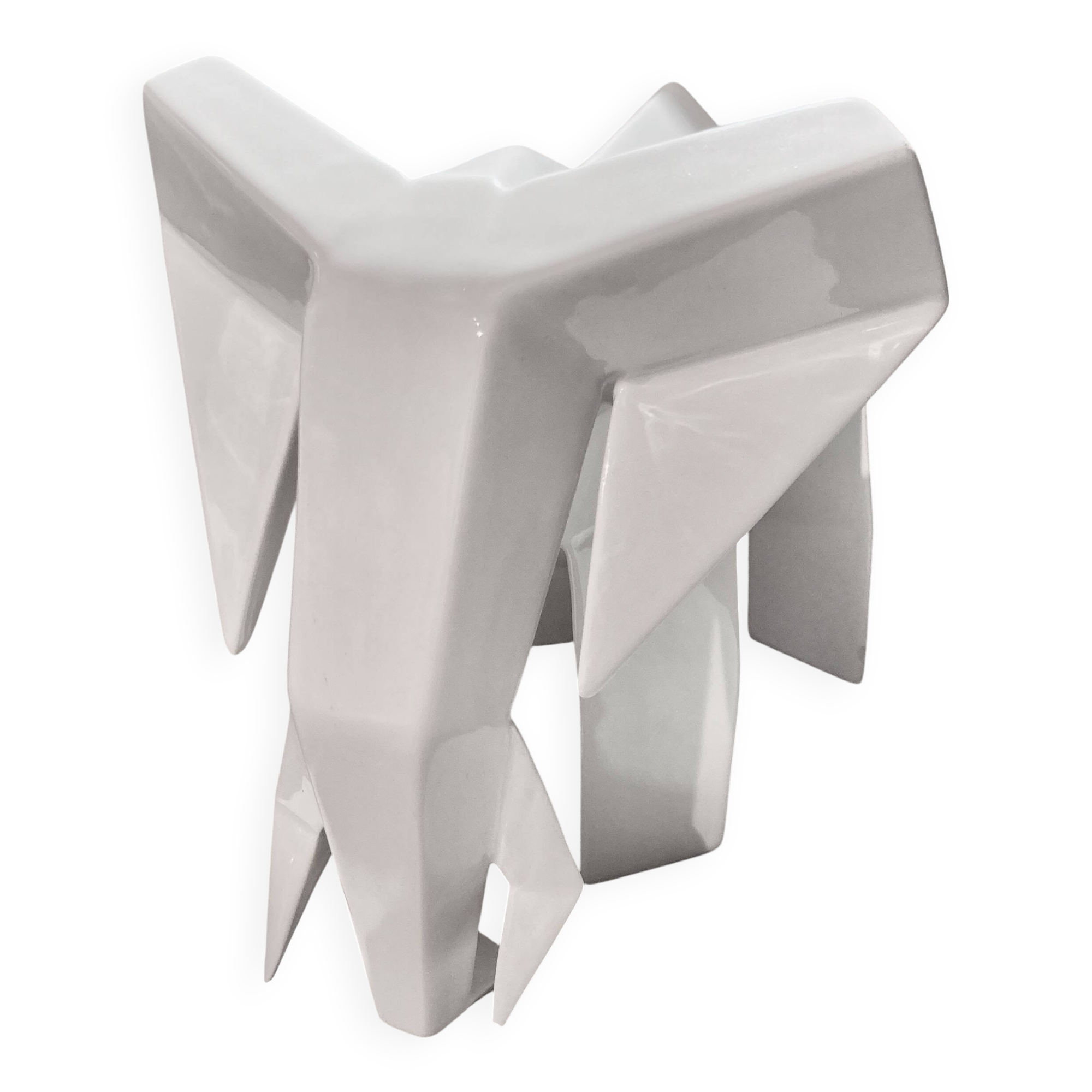 Cubist animal sculpture Ceramic elephant signed Rodrigo Solorzano