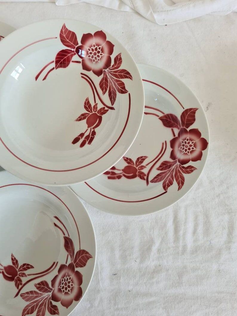 Set of 6 hollow plates old Fenal Frères