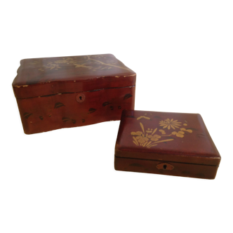 2 boxes in Indochinese lacquer, early twentieth century