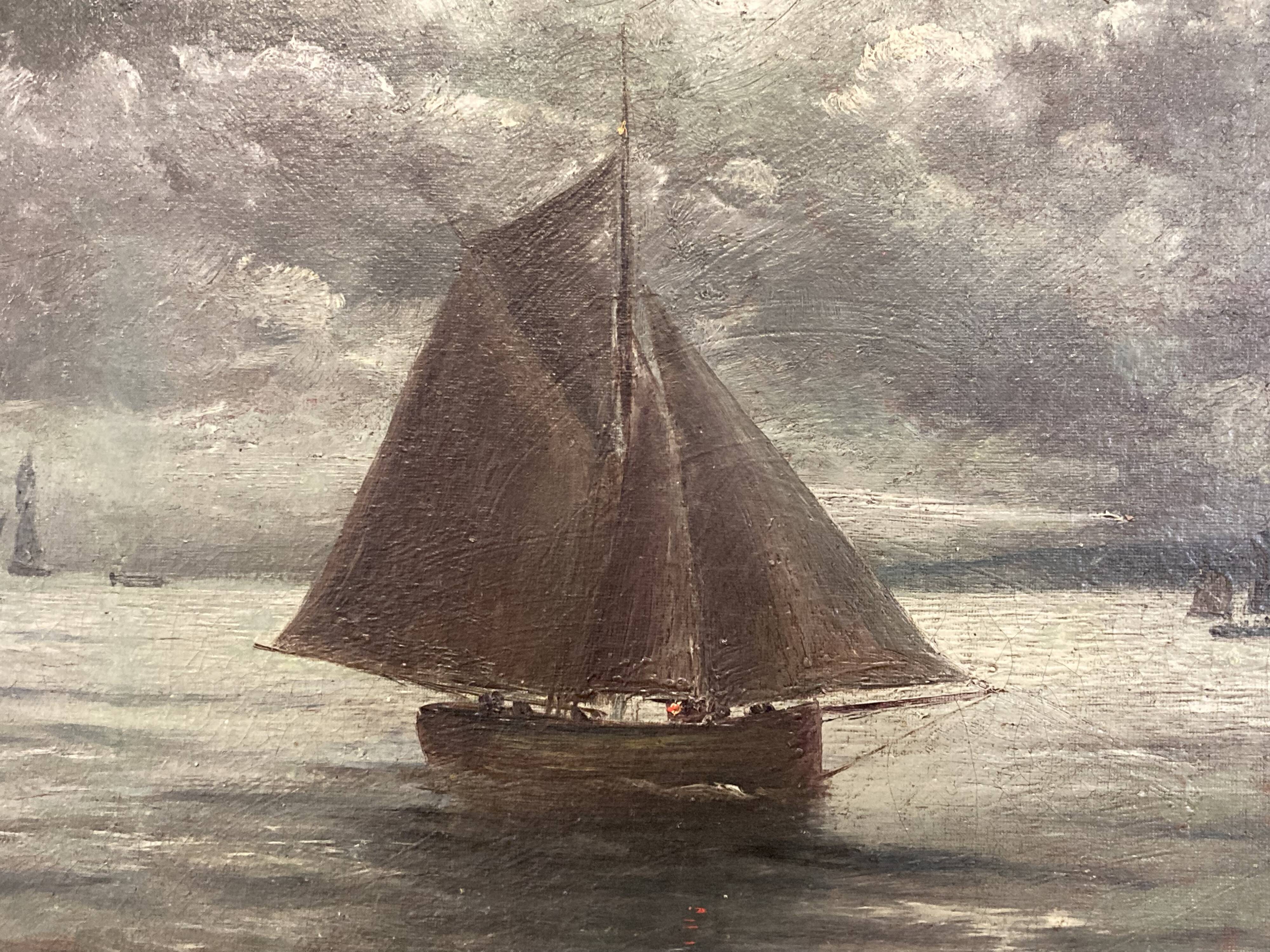 Huile sur toile, Le Vieux Gréement, Marine signée et datée