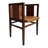 Wilhelm Schmidt Oak and Cane Armchair for Prag-Rudniker Wickerwork, c. 1902