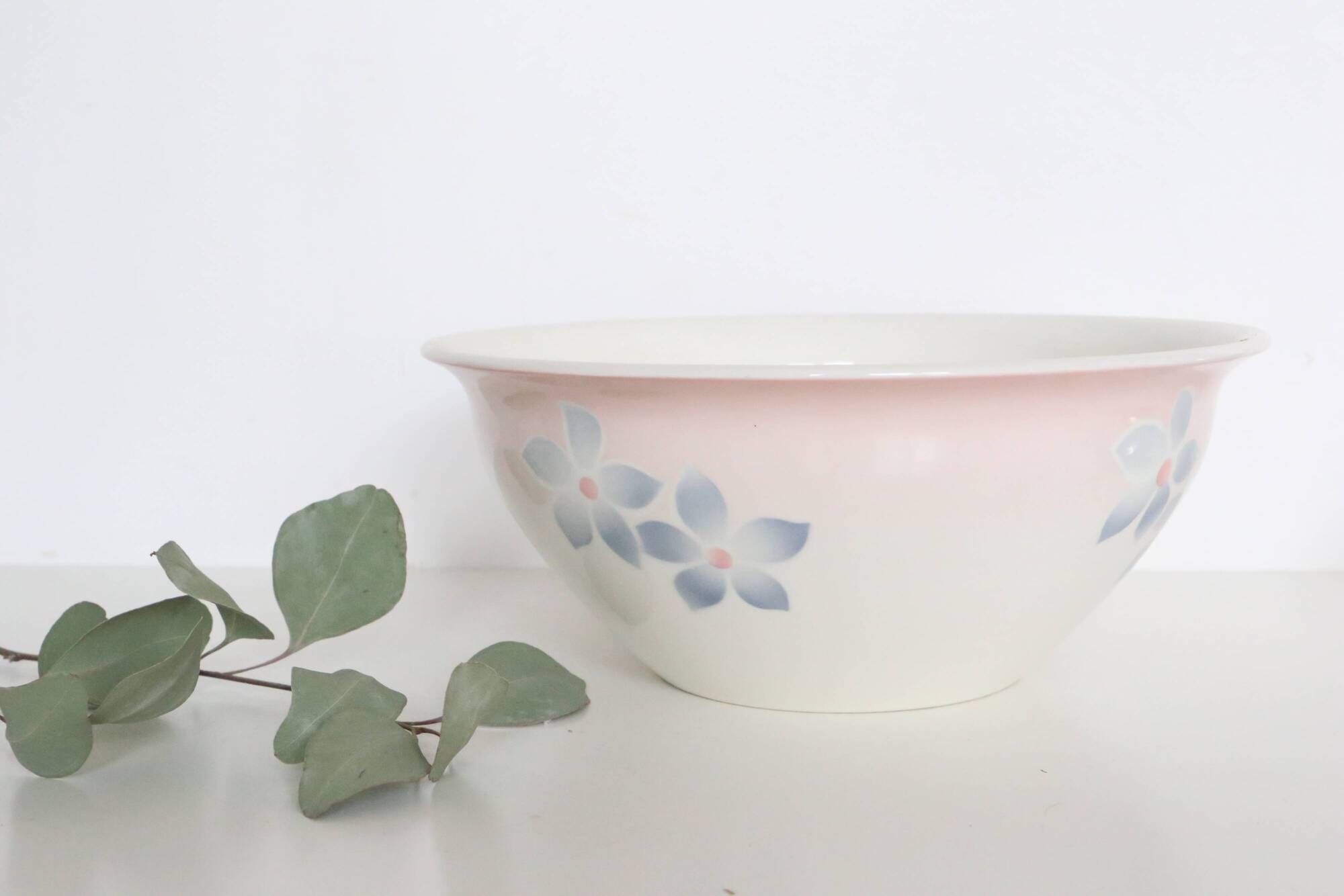 Antique ceramic salad bowl, moulin des loups, 1980, french manufacture