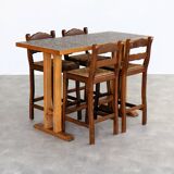 Vintage bar table with chairs | dining table | bar stools | 1950s