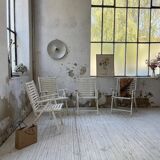 4 white wooden garden chairs