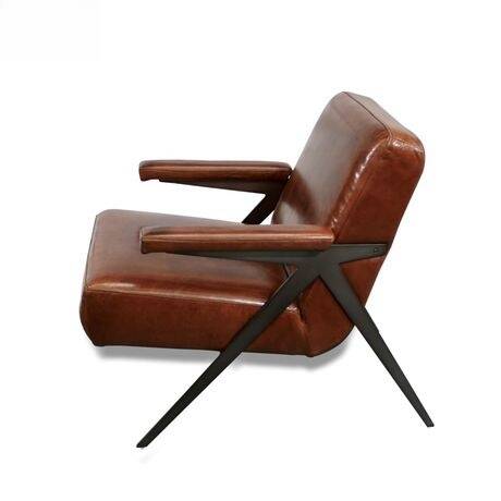 Fauteuil contemporain en cuir et métal