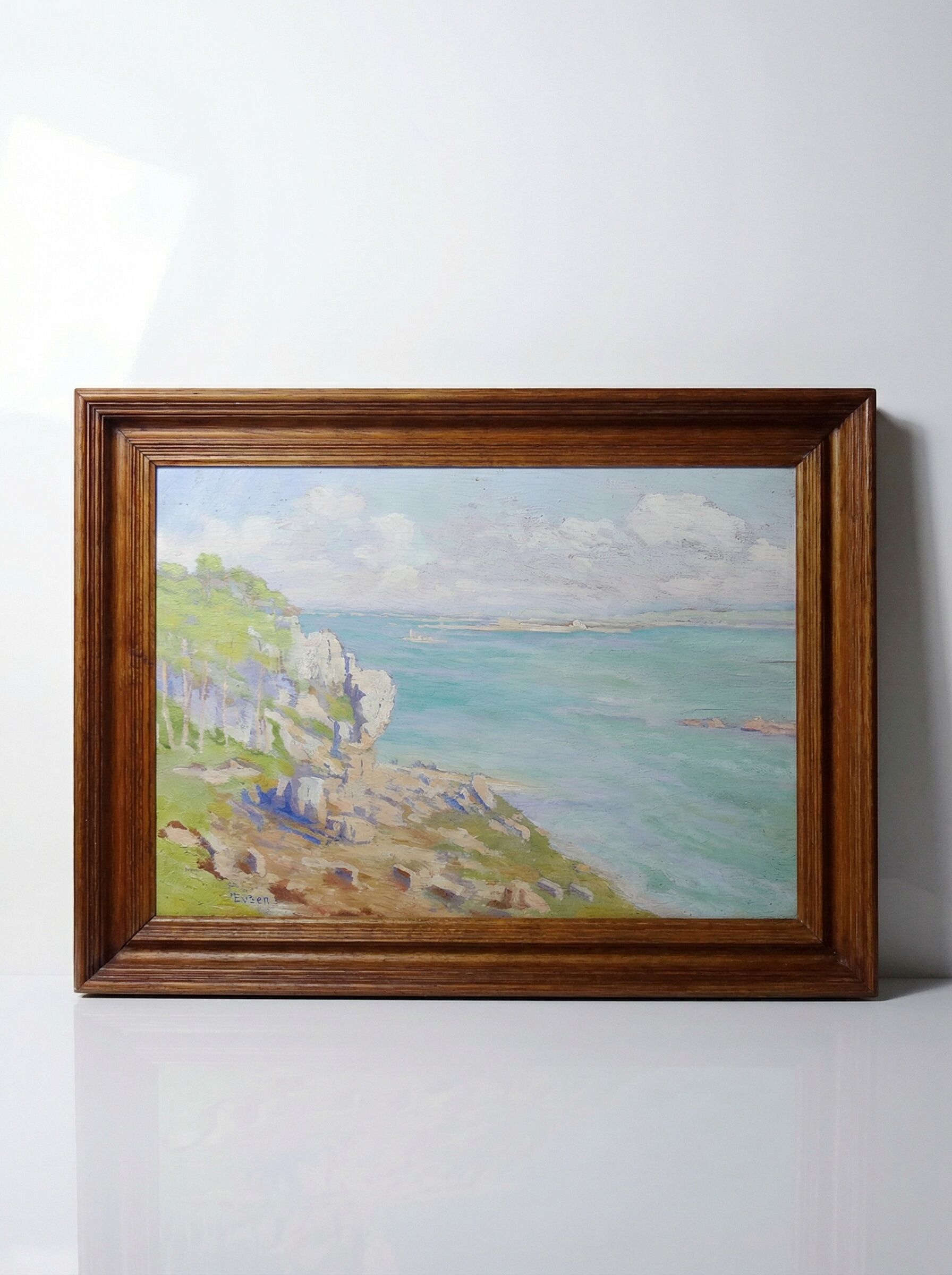 Grand paysage marine falaises huile sur panneau encadré Paul RUBEN (1882-1955)