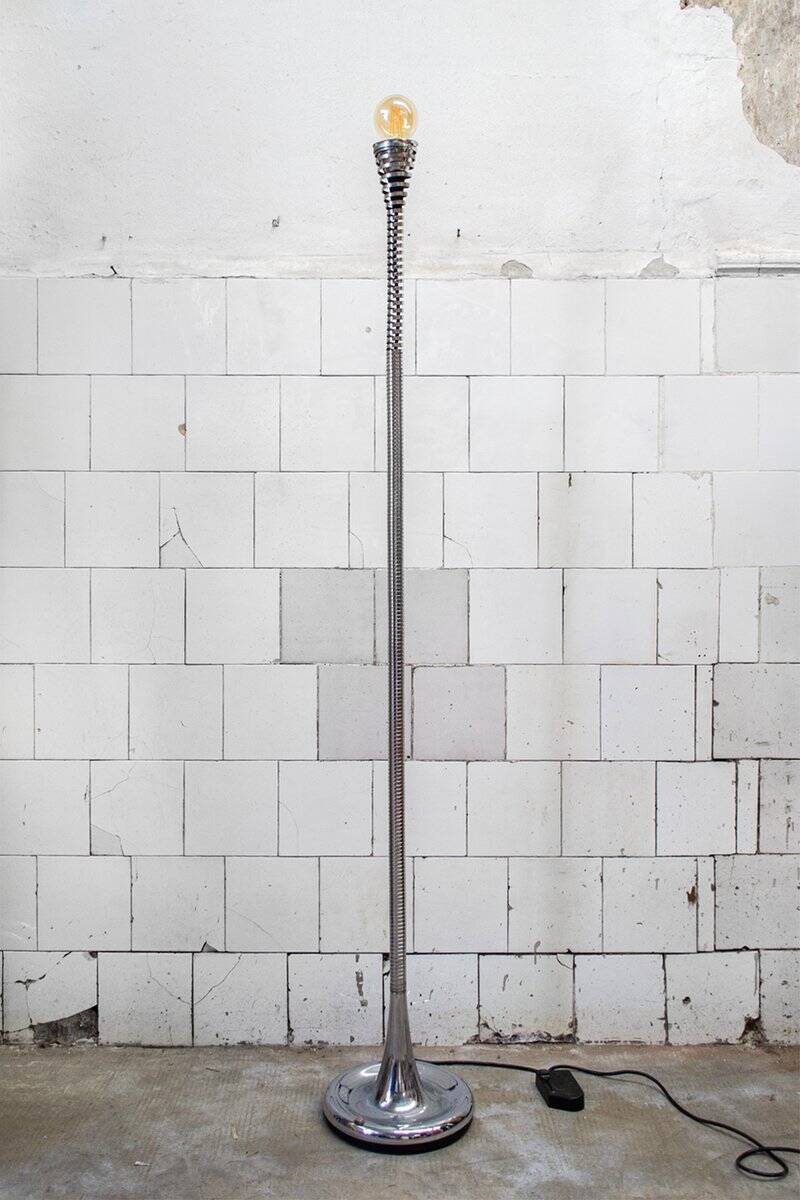 Molla floor lamp in steel by Eleonore Peduzzi Riva for Candle, Italy, 1970s.