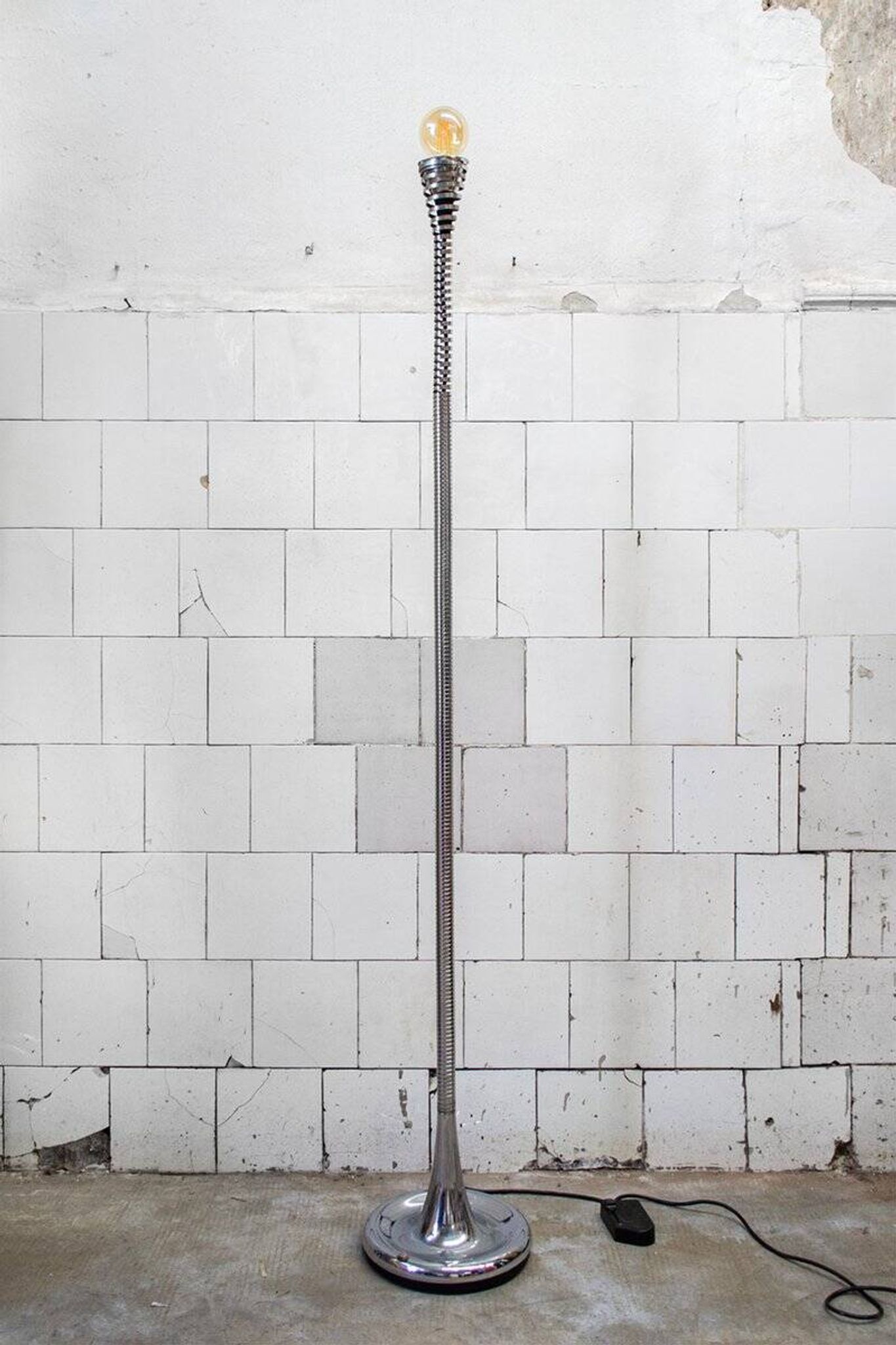 Molla floor lamp in steel by Eleonore Peduzzi Riva for Candle, Italy, 1970s.