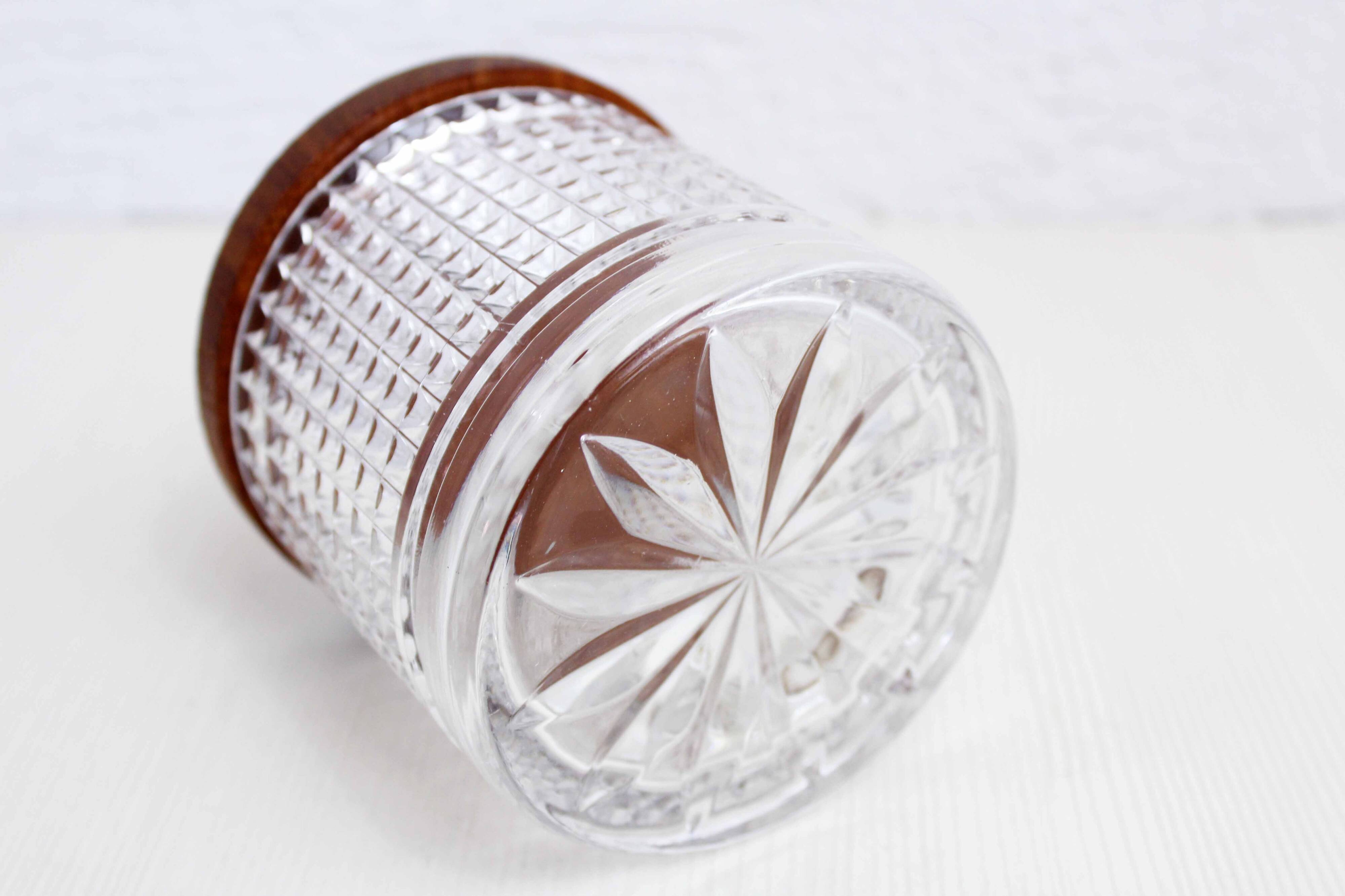 Vintage glass and teak candy box