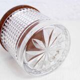 Vintage glass and teak candy box
