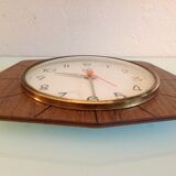 Brown formica clock by Japy 60s-70s