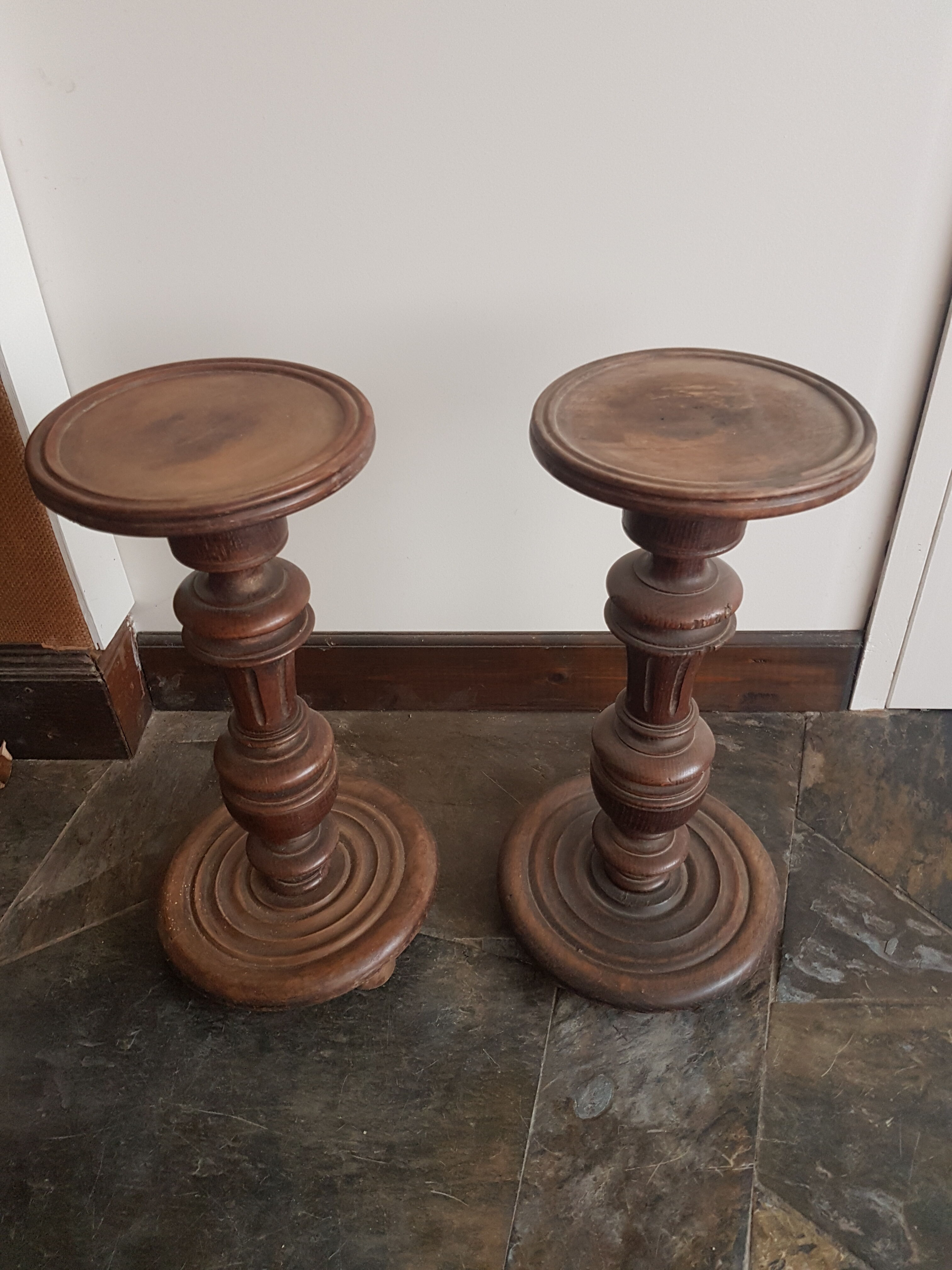 Pair of pedestal tables