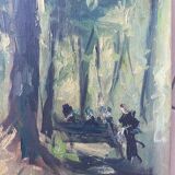 HST painting "Animated undergrowth" Post impressionist signed (XIX°/XX°)
