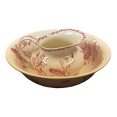 Broc toilet service and bowl in earthenware from gien "varied flowers & cactus