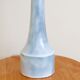 Signed pale blue ceramic lamp, raffia lampshade, 60s
