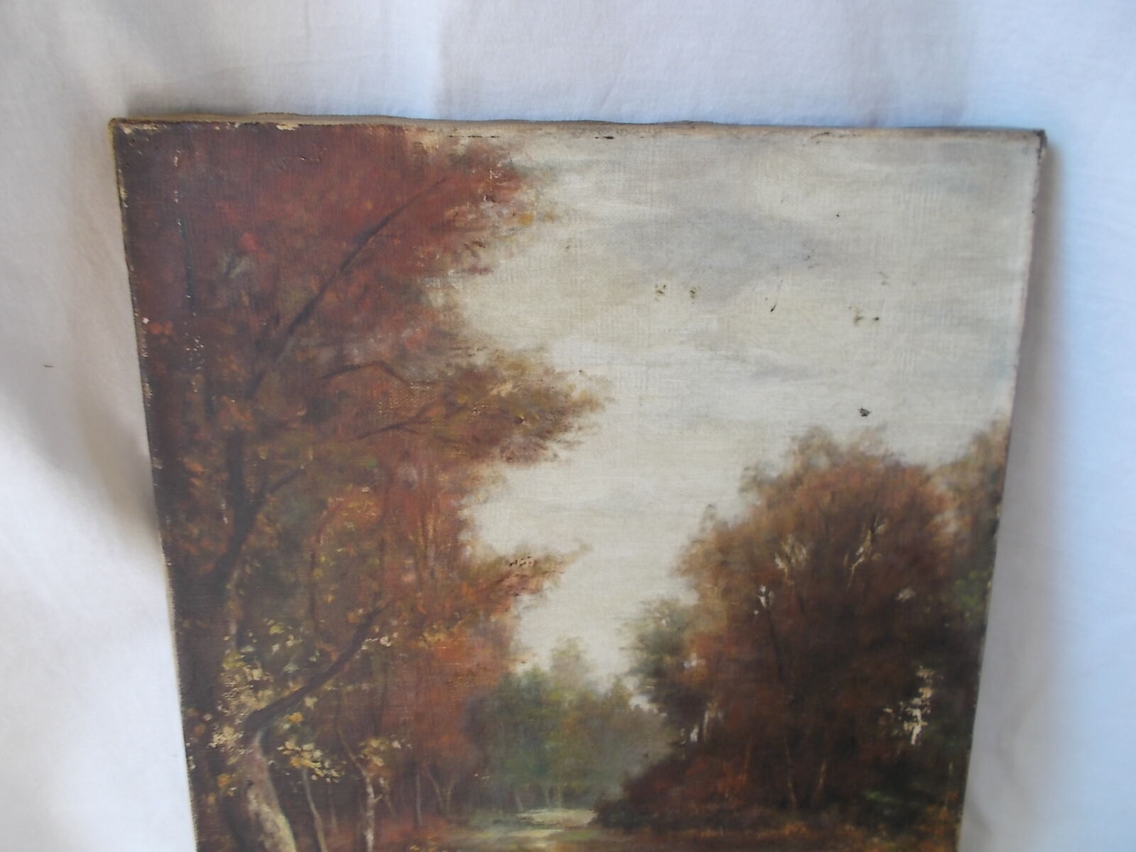 Pair of old paintings "painting landscape on canvas"