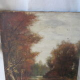 Pair of old paintings "painting landscape on canvas"