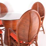 Ensemble table et fauteuils en rotin