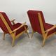 Pair of 50s vintage boomerang armchairs velvet and wood