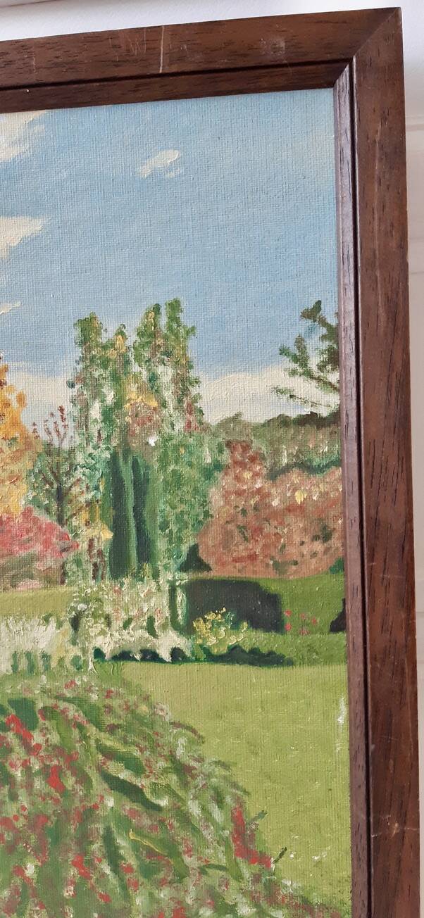 Oil painting on canvas terrace Signed May 1962
