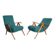 Elegant Mid-Century Modern Reclining Armchairs in Wood, Green, Timeless