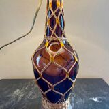 Vintage rattan glass lamp