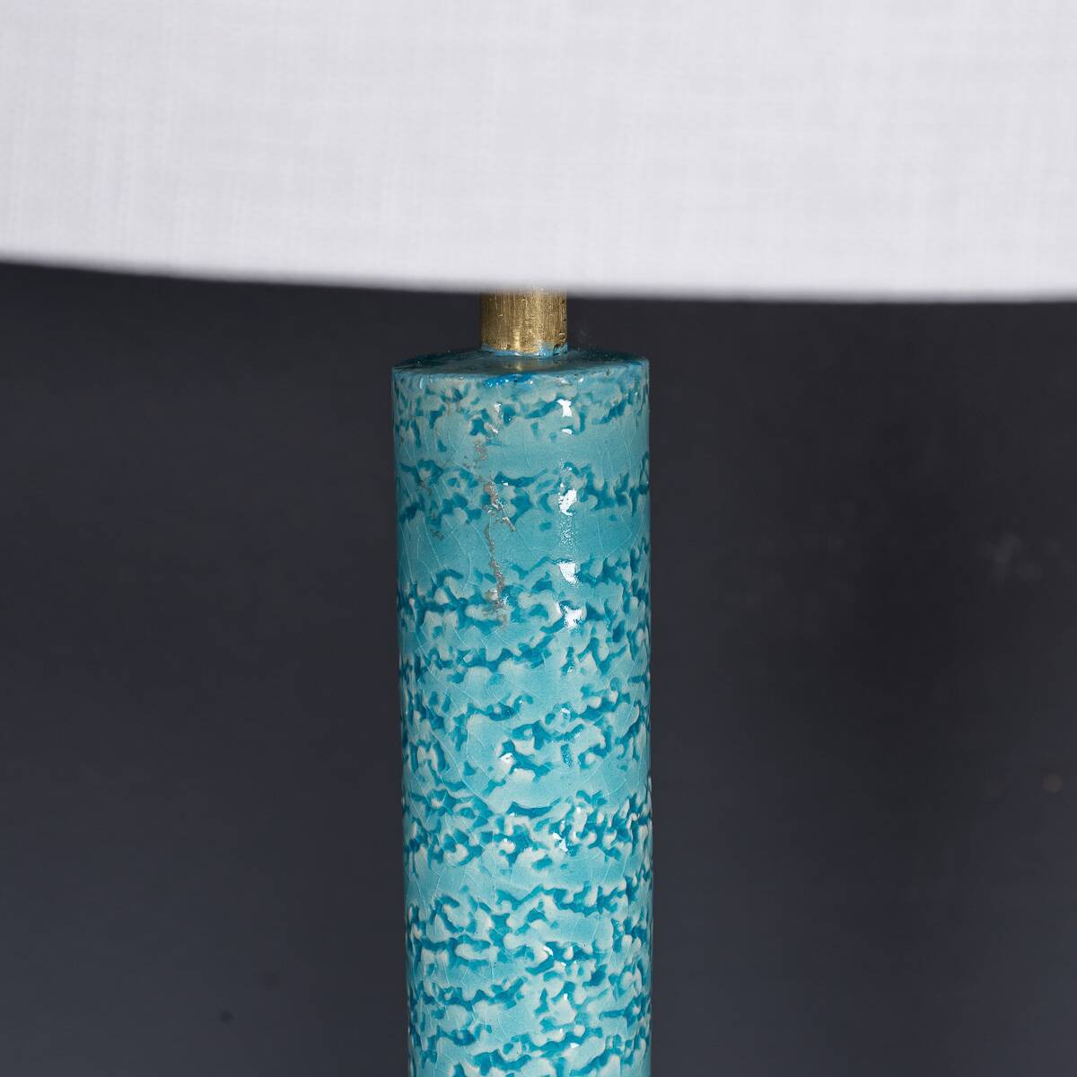 Paire de lampes de table en céramique bleue vintage française des années 1970