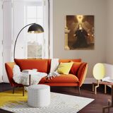 Tableau religieux ancien huile sur toile Saint en extase