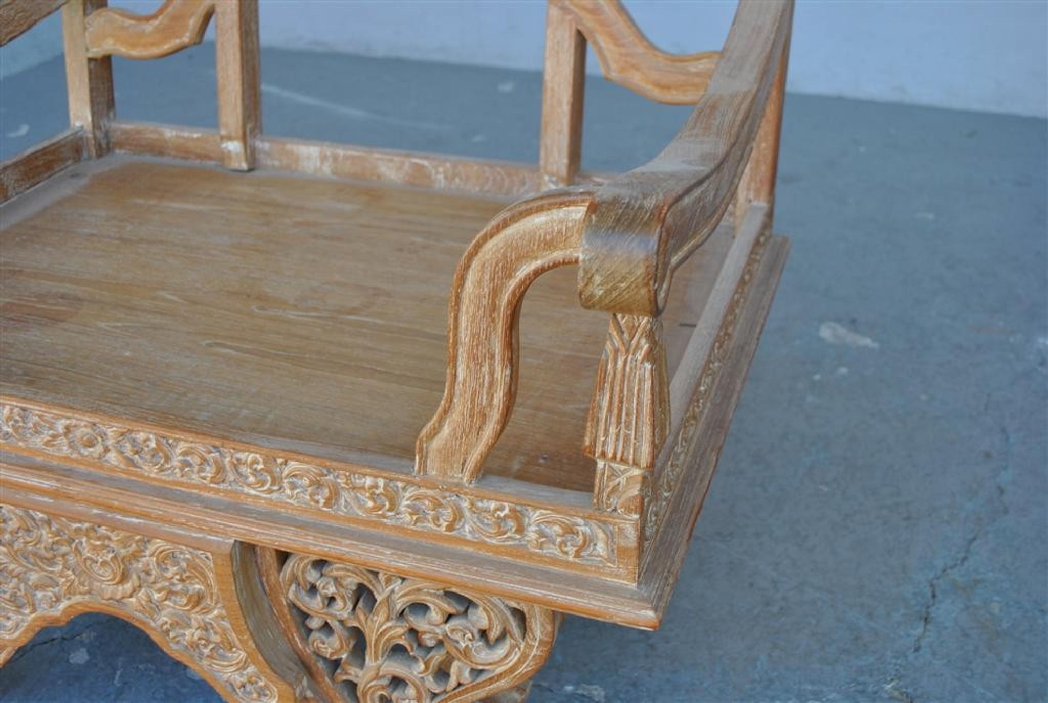 Chinese dignitary armchair in patinated oak