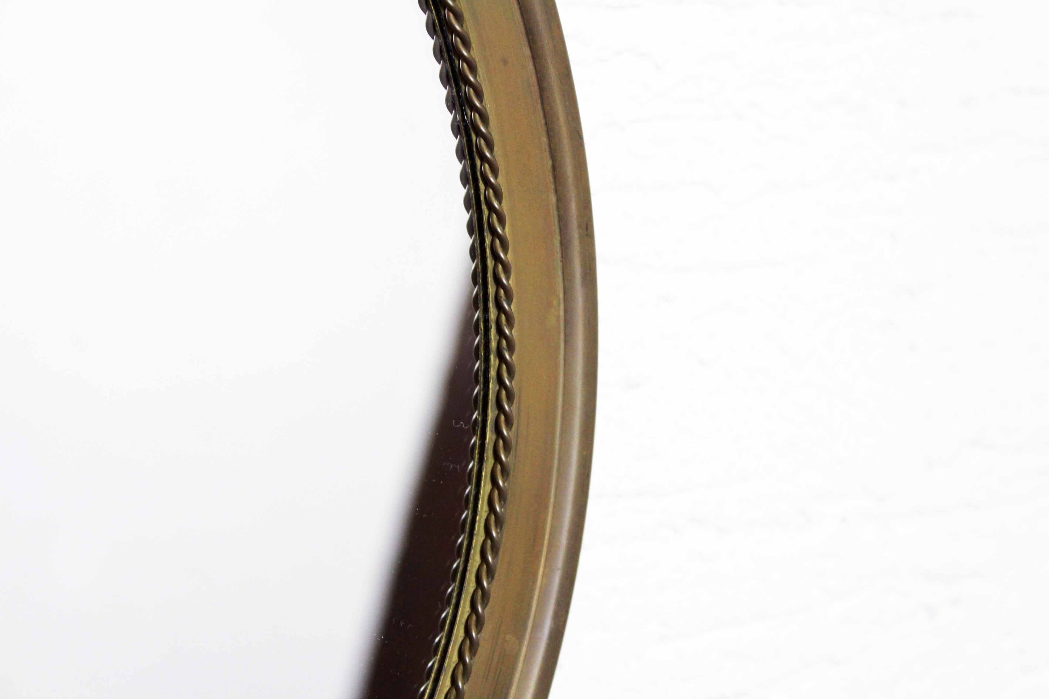 Round mirror, brass frame with décor 37x37cm