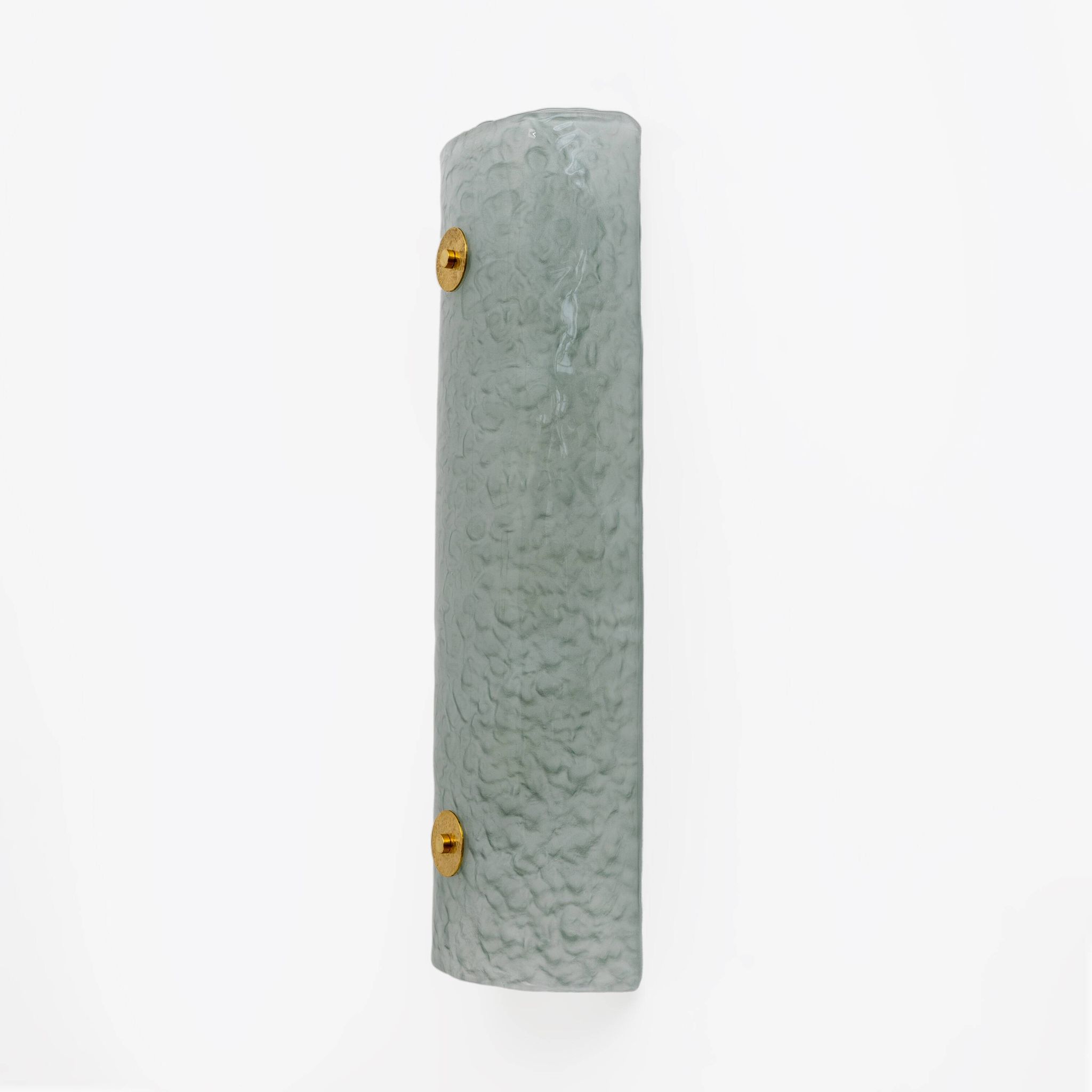 Pair of Modern Italian Murano Glass Green Water and Brass Wall Sconces