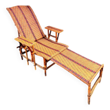 Ancienne chaise longue en rotin et osier, vers 1930