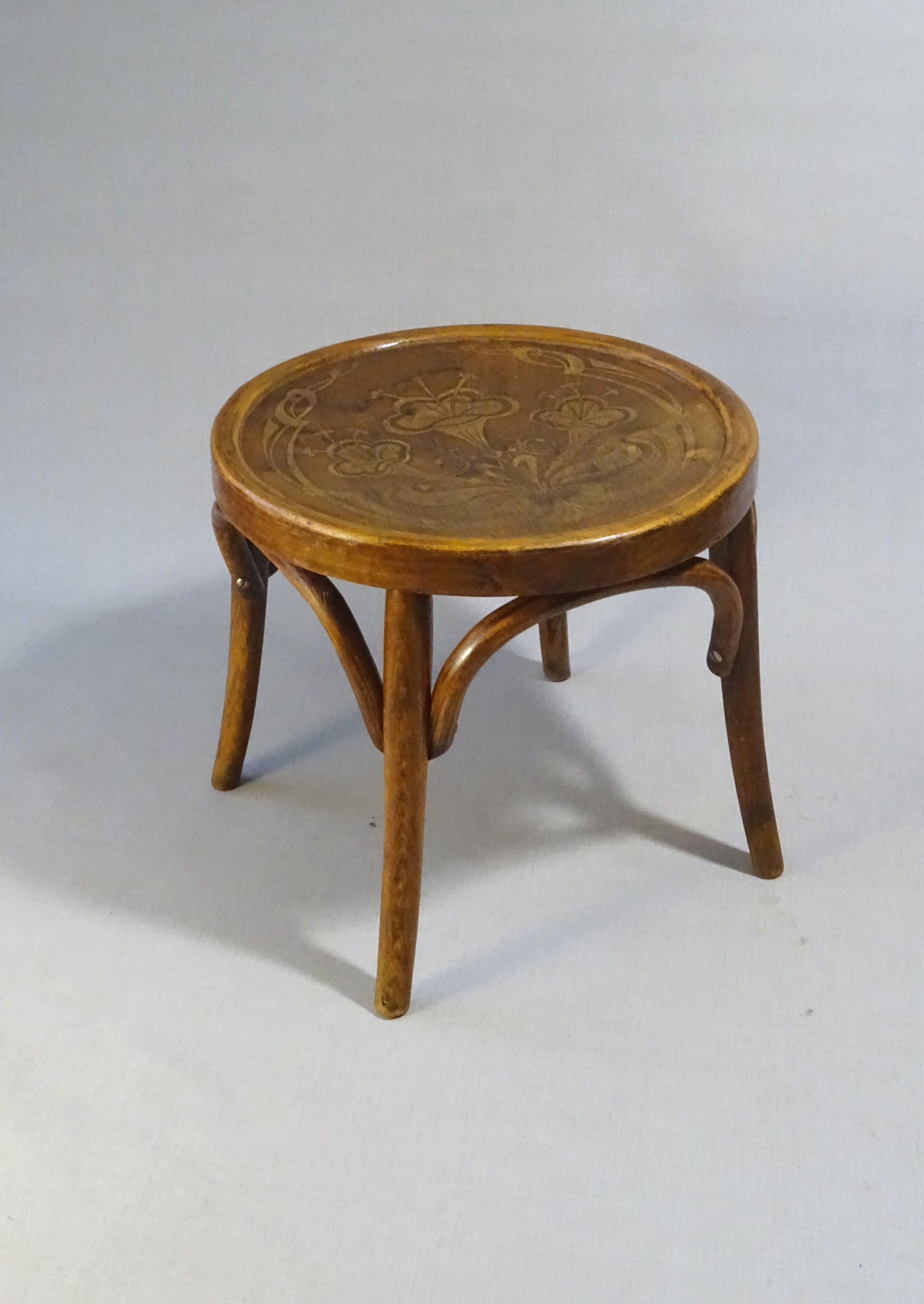 Low bistro stool, 1920 Art Nouveau