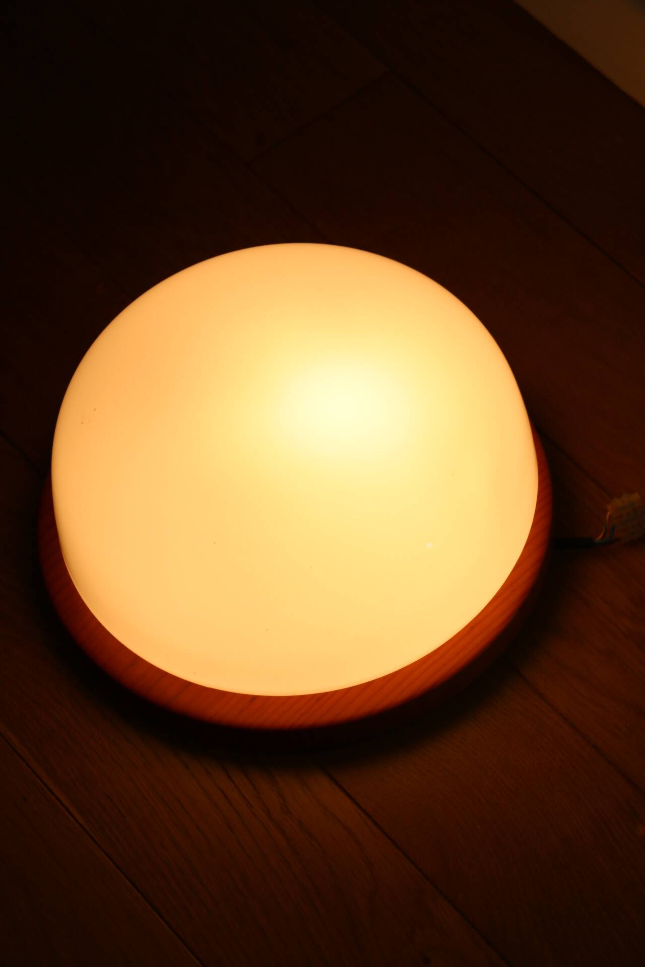 Wood and opaline wall/ceiling light