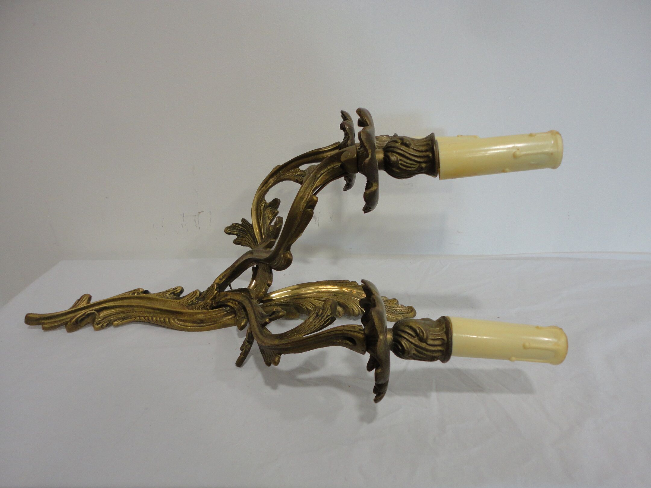 Pair of brass wall lights