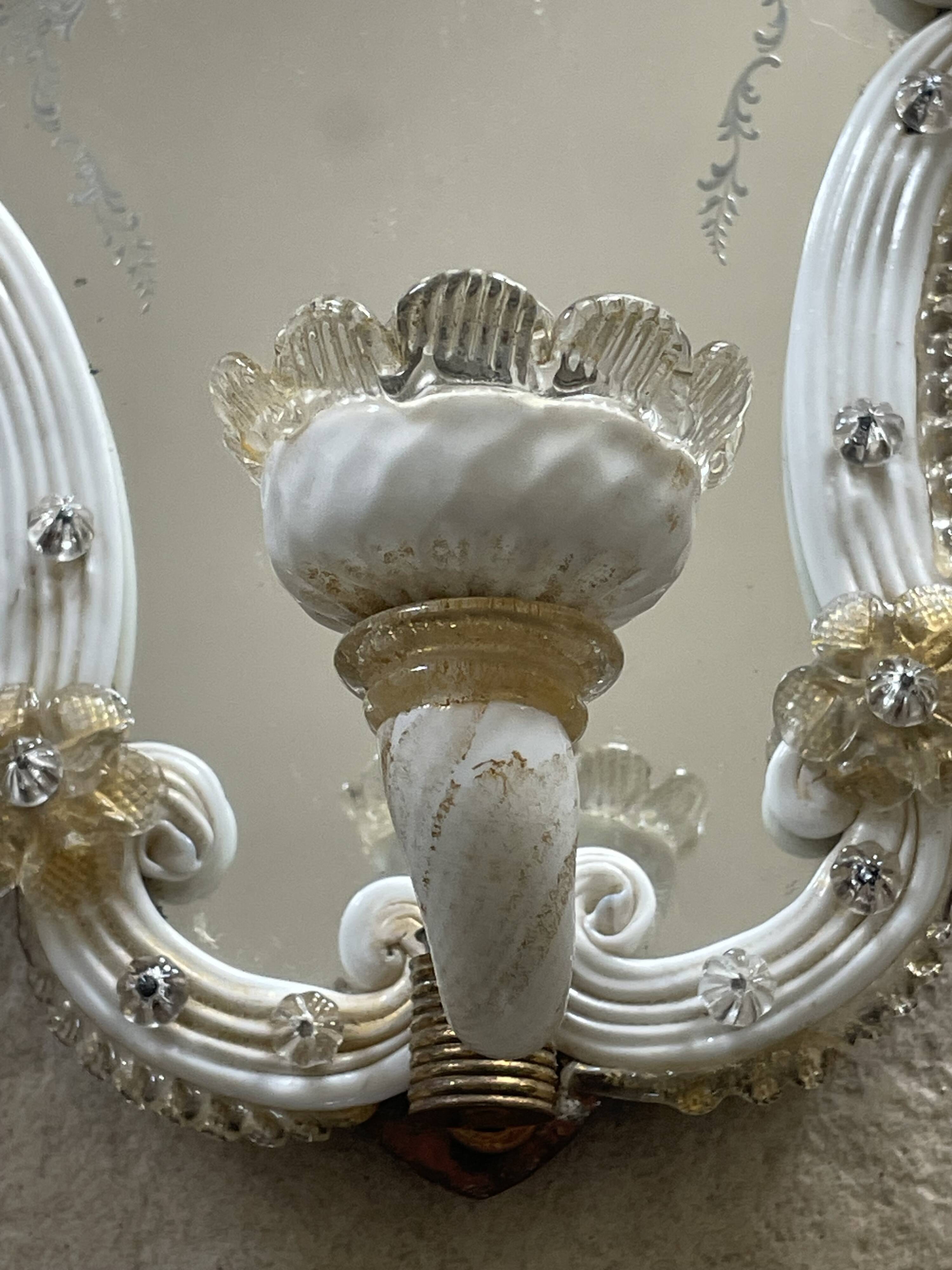 Murano glass mirror wall light