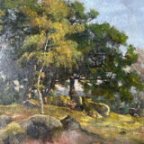 HST painting "Landscape of undergrowth" signed Léon PELLENC (1819-1894)