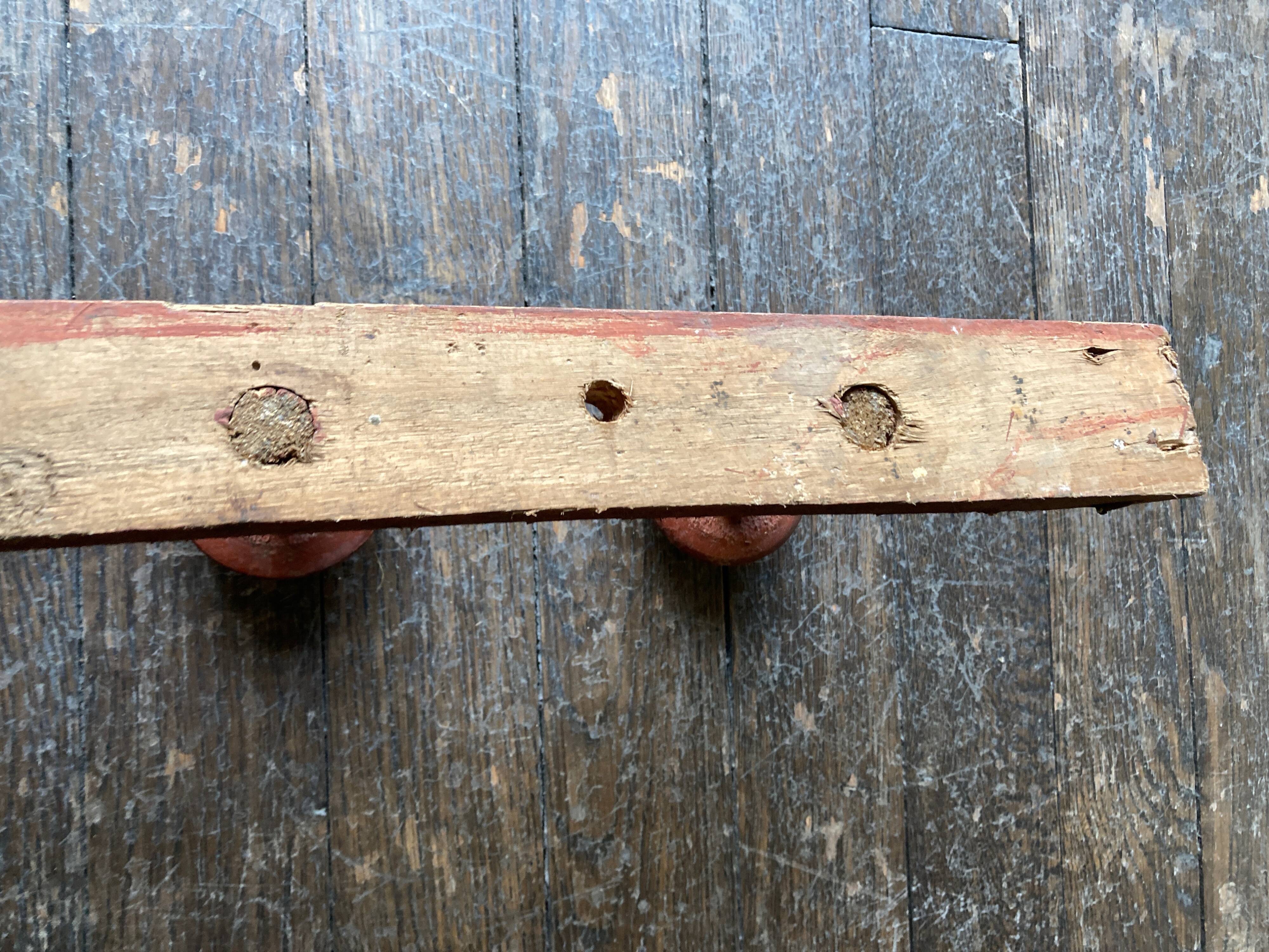 Original patina wooden farmhouse coat hook 86cm