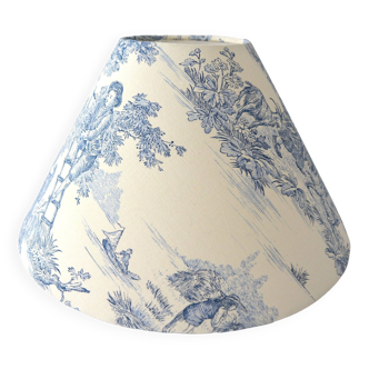 Abat-jour toile de Jouy bleu