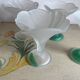 Set of 6 Art Deco dessert bowls in frosted glass with a gradient stem.