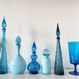 Carafe italienne Empoli en verre bleu, 1960