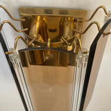 Pair of Italian smoked glass wall lights 1970