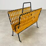 Magazine holder 50s rattan and metal