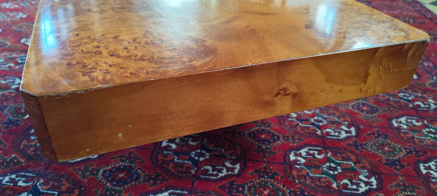 Table basse en loupe d'orme, par Roche Bobois, 1970