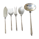 Service à mignardises en agent massif, 5 pièces, poinçon Debain, Alphonse "A oie D"