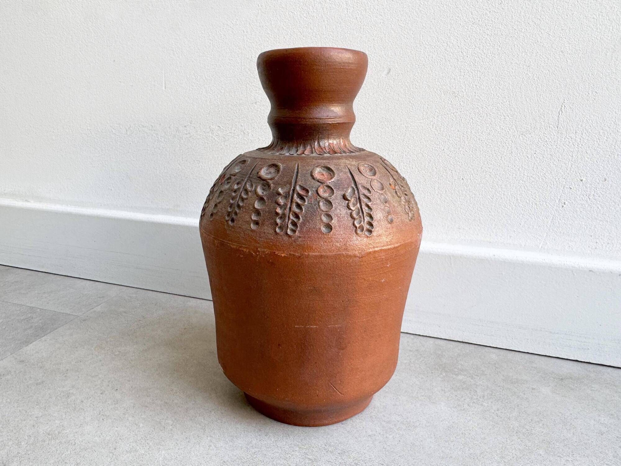 Vintage terracotta pottery ceramic vase