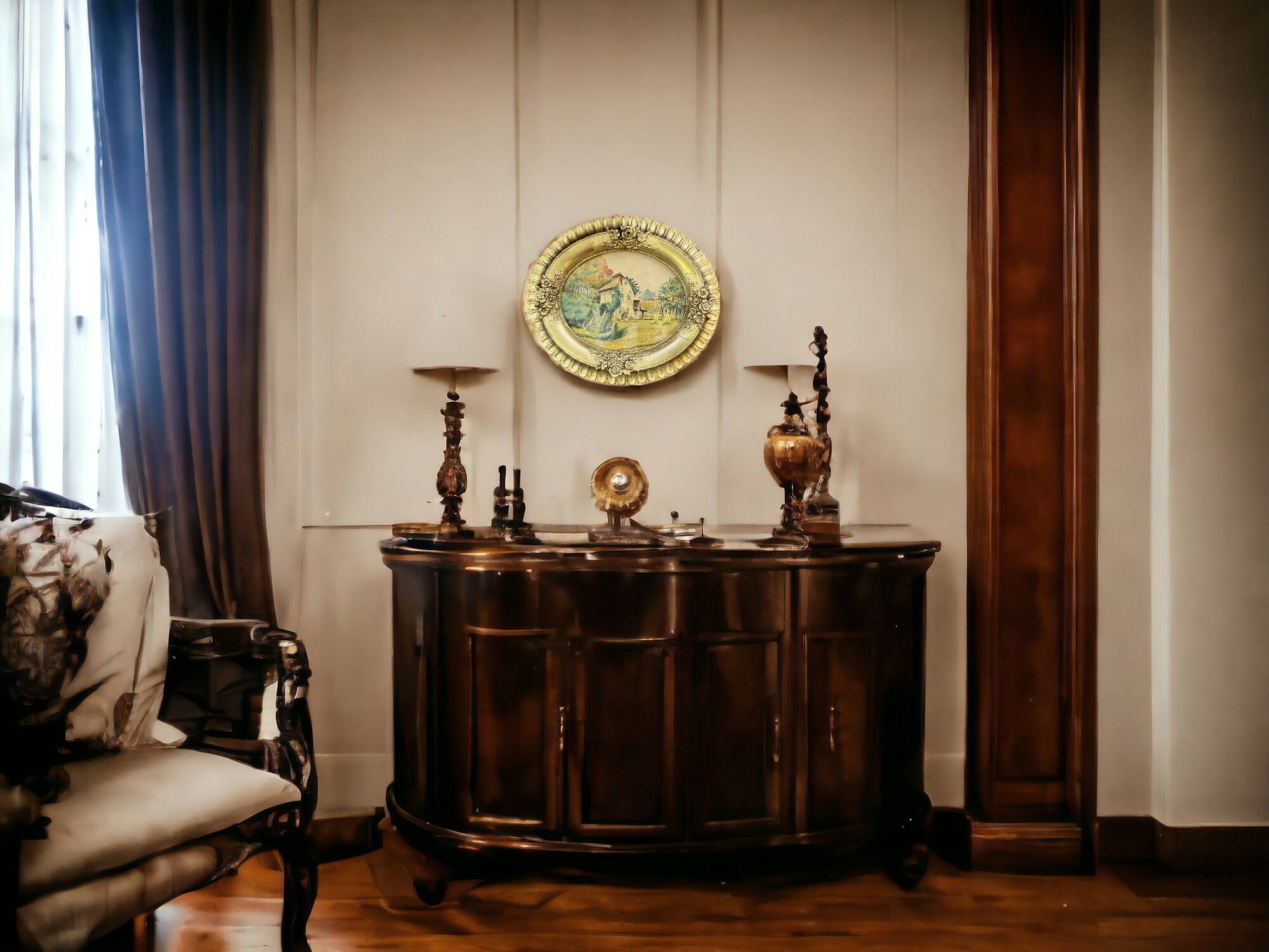 Combastel (Magdeleine), watercolor of a house with a mill, late 19th century