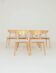 Modern set of 6 dining chairs, ecru fabric and natural beech wood.