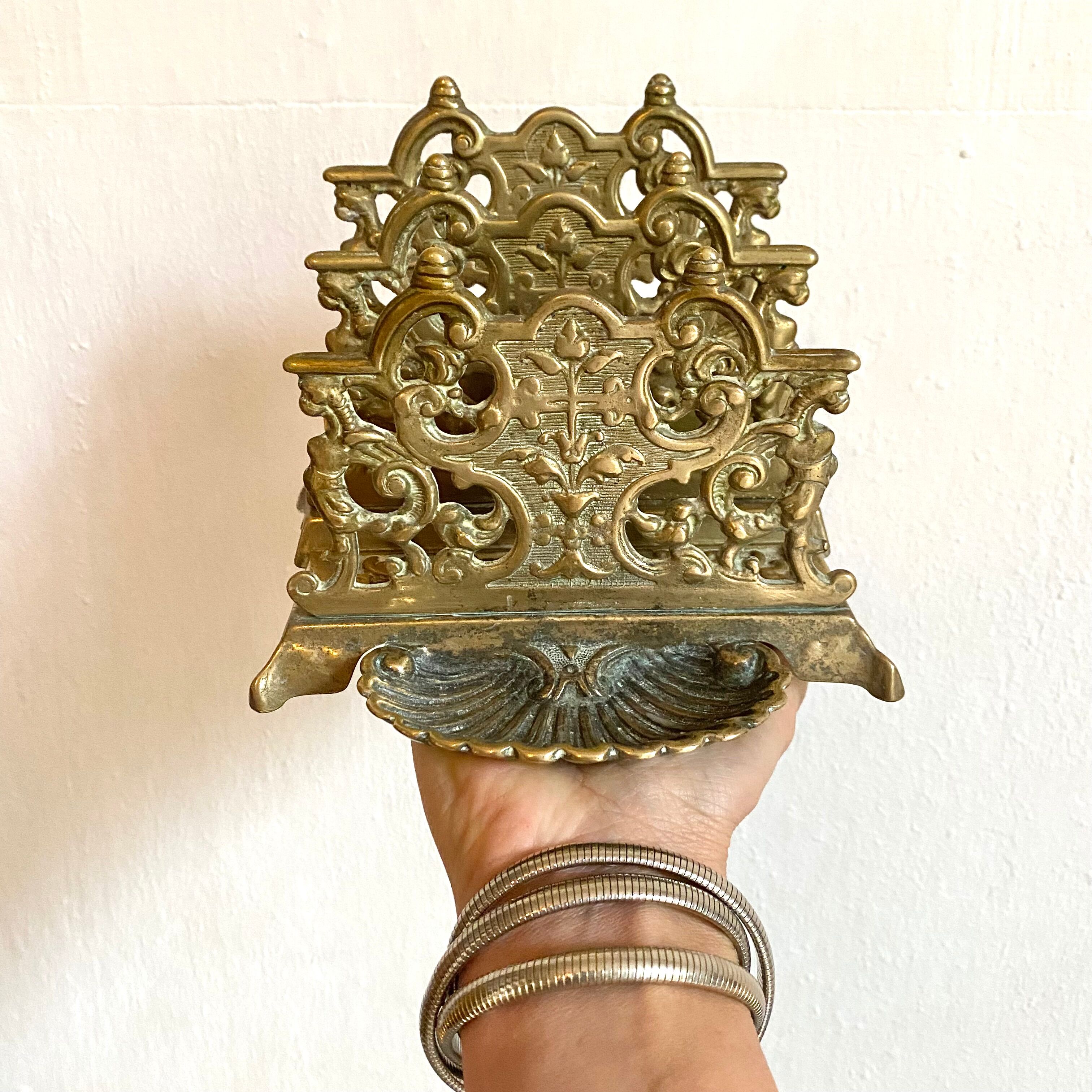 Vintage letter holder in gilded brass