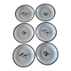 6 assiettes à dessert en grès moucheté